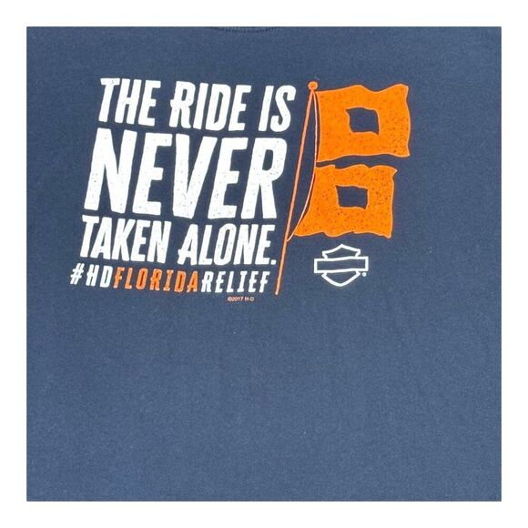 Harley-Davidson Florida Hurrican Relief Relief Navy T-Shirt L Cotton Unisex Tee - Picture 1 of 5